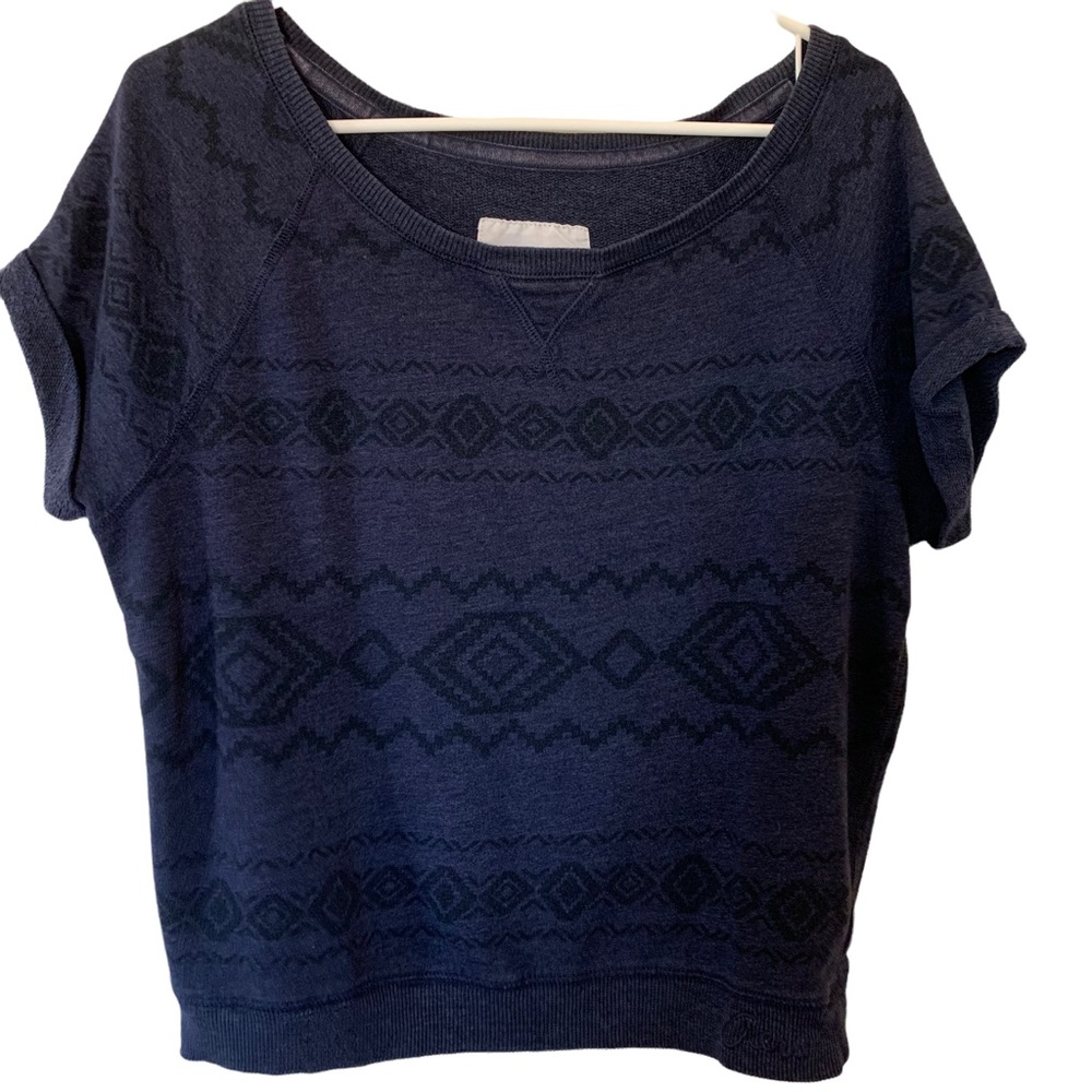 Aeropostale Short Sleeve Sweatshirt Navy Top Size Medium